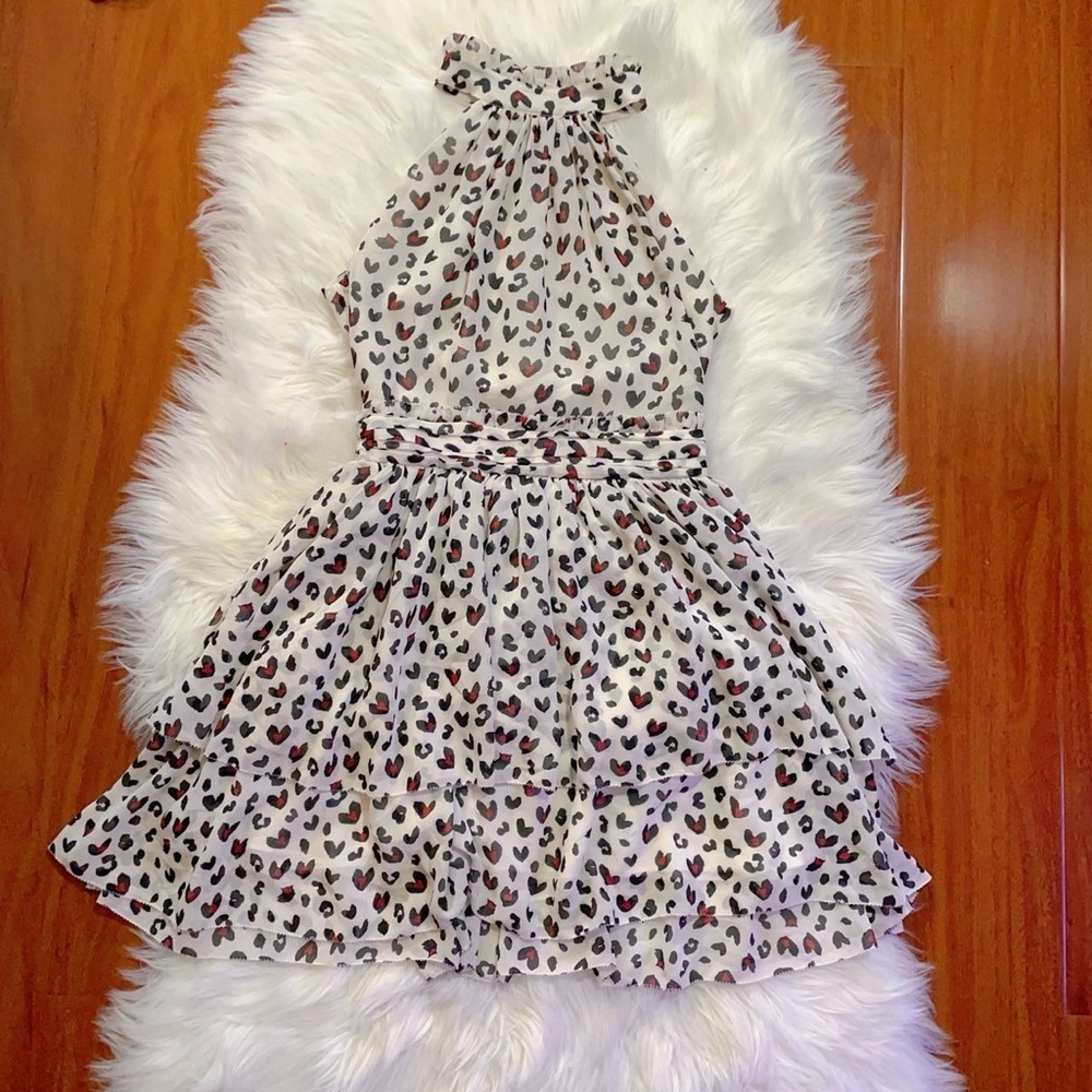 J.Ing Heart Print Mini Cold Shoulder Summer Dress Xs — image 2 of 6